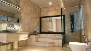 Dusche, Haartrockner, Bidet, Handtücher