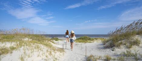 On the beach, motor boating