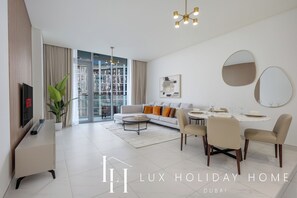 Apartment, Lagoon View | Living area - LUX The Burj Khalifa Lagoon View Suite 4 (Dubai)