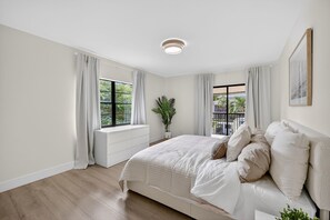 2 bedrooms, desk, iron/ironing board, travel cot