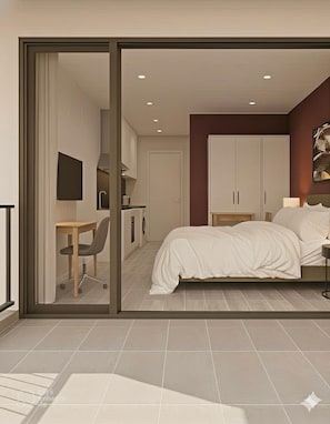 Luxury-Studiosuite, Stadtblick | Hochwertige Bettwaren, individuell dekoriert, individuell eingerichtet