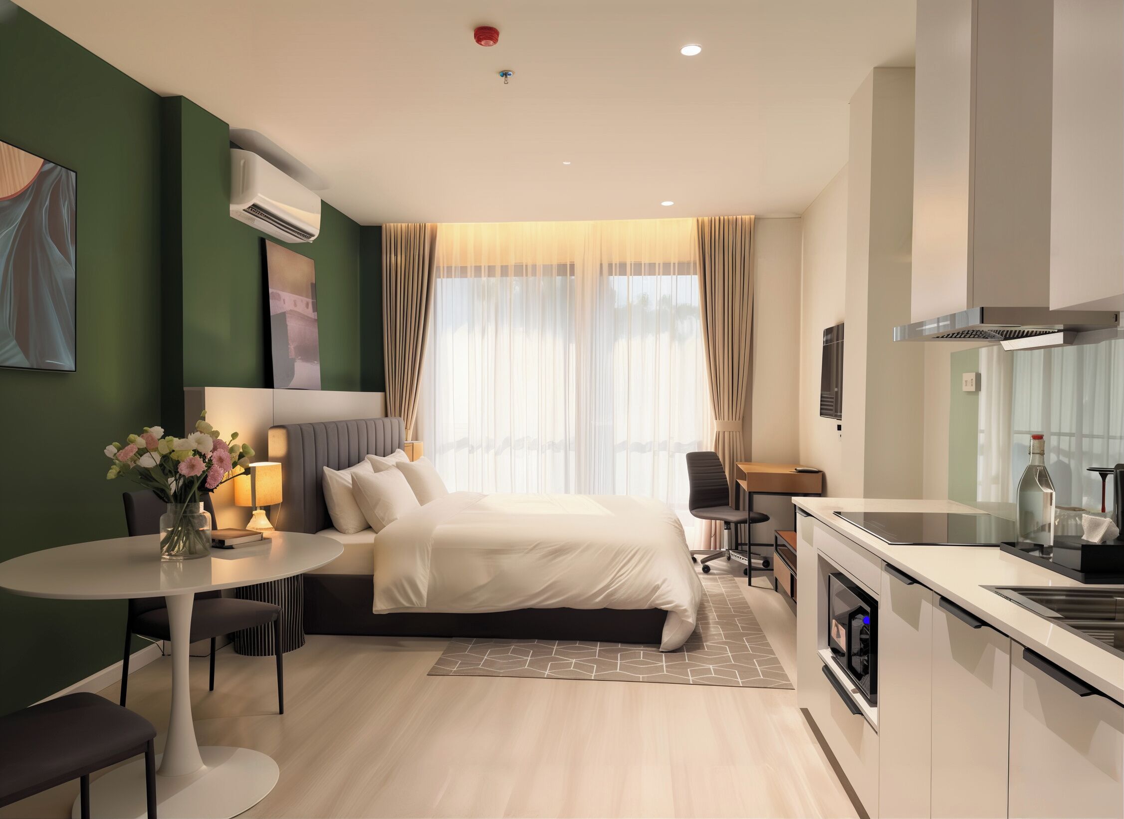 Suite monolocale Luxury, vista città | Biancheria da letto di alta qualità, con stile personalizzato