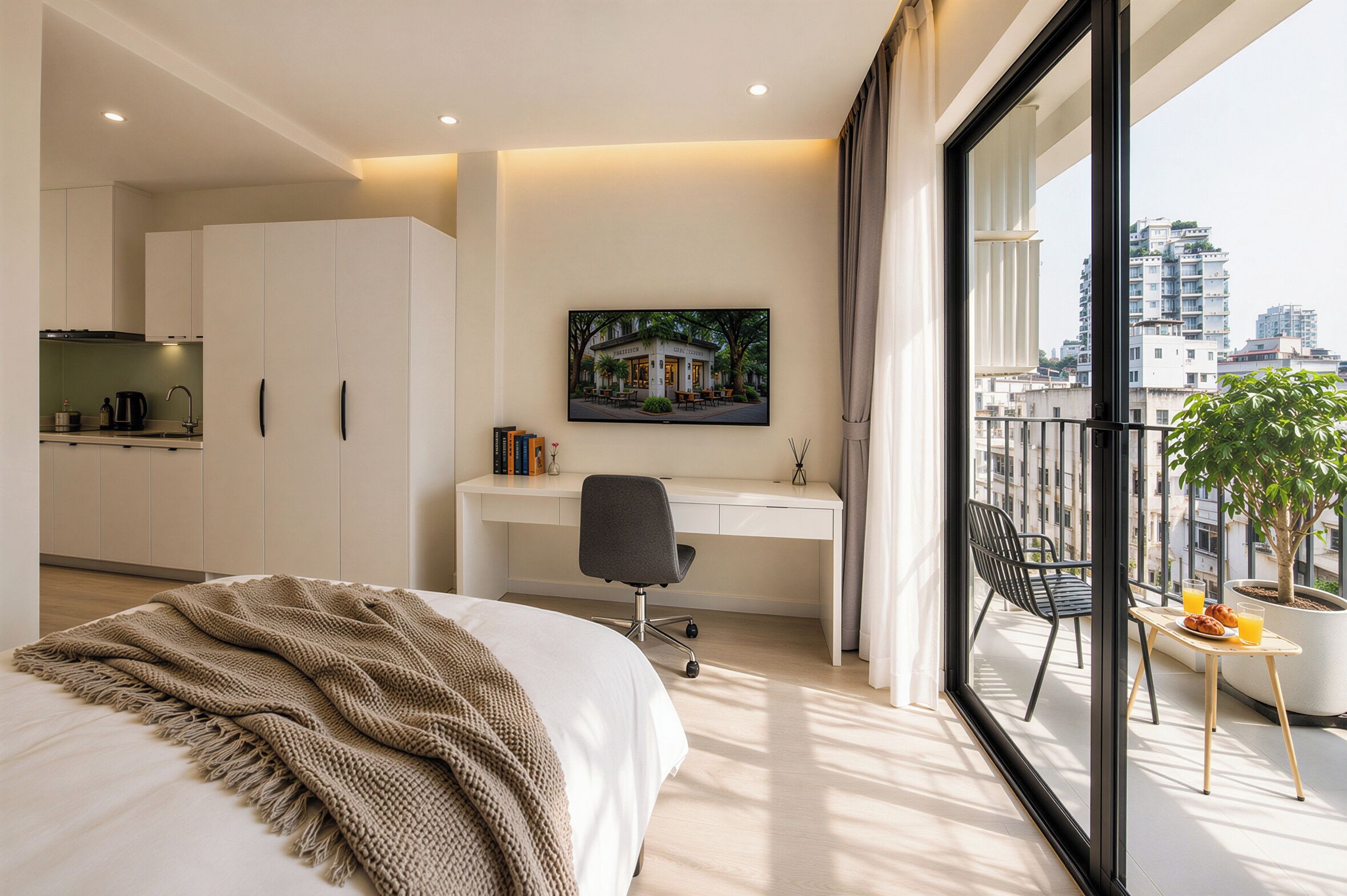 Luxury Studio, City View | Premium bedding, individually decorated, individually furnished, desk