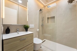 Ducha, secador de pelo y toallas