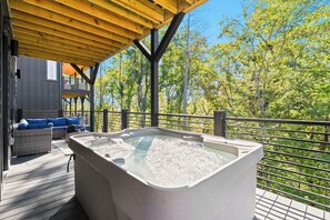 Terrace/patio - Sevierville Retreat • Indoor Pool + Hot Tub + Firepit + Gym | Ridgeview Retreat (Sevierville)