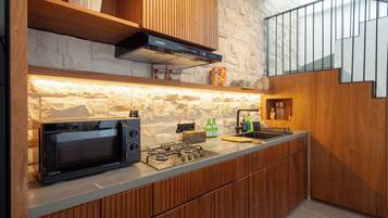 Luxury Villa, 2 Bedrooms, Private Pool | Private kitchen | Microwave, stovetop, cookware/dishes/utensils