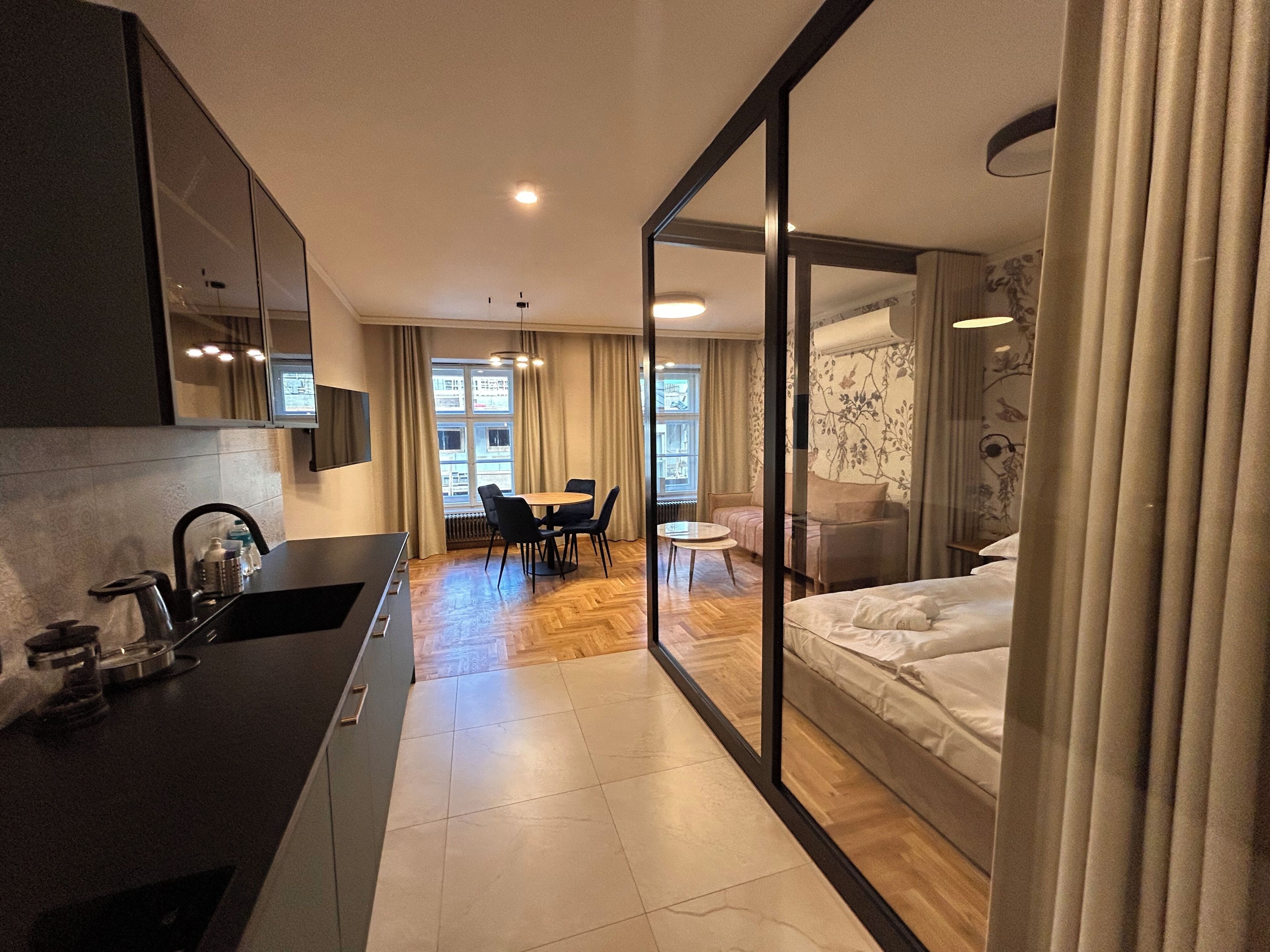 Departamento Confort, 1 cama Queen size y sofá cama, cocineta | Área de sala de estar