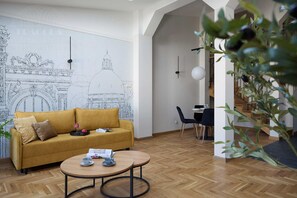 Apartment, 1 Bedroom, Kitchenette, Mezzanine | Living area | Flat-screen TV - Art Palace - Fragola Apartments (Kraków)