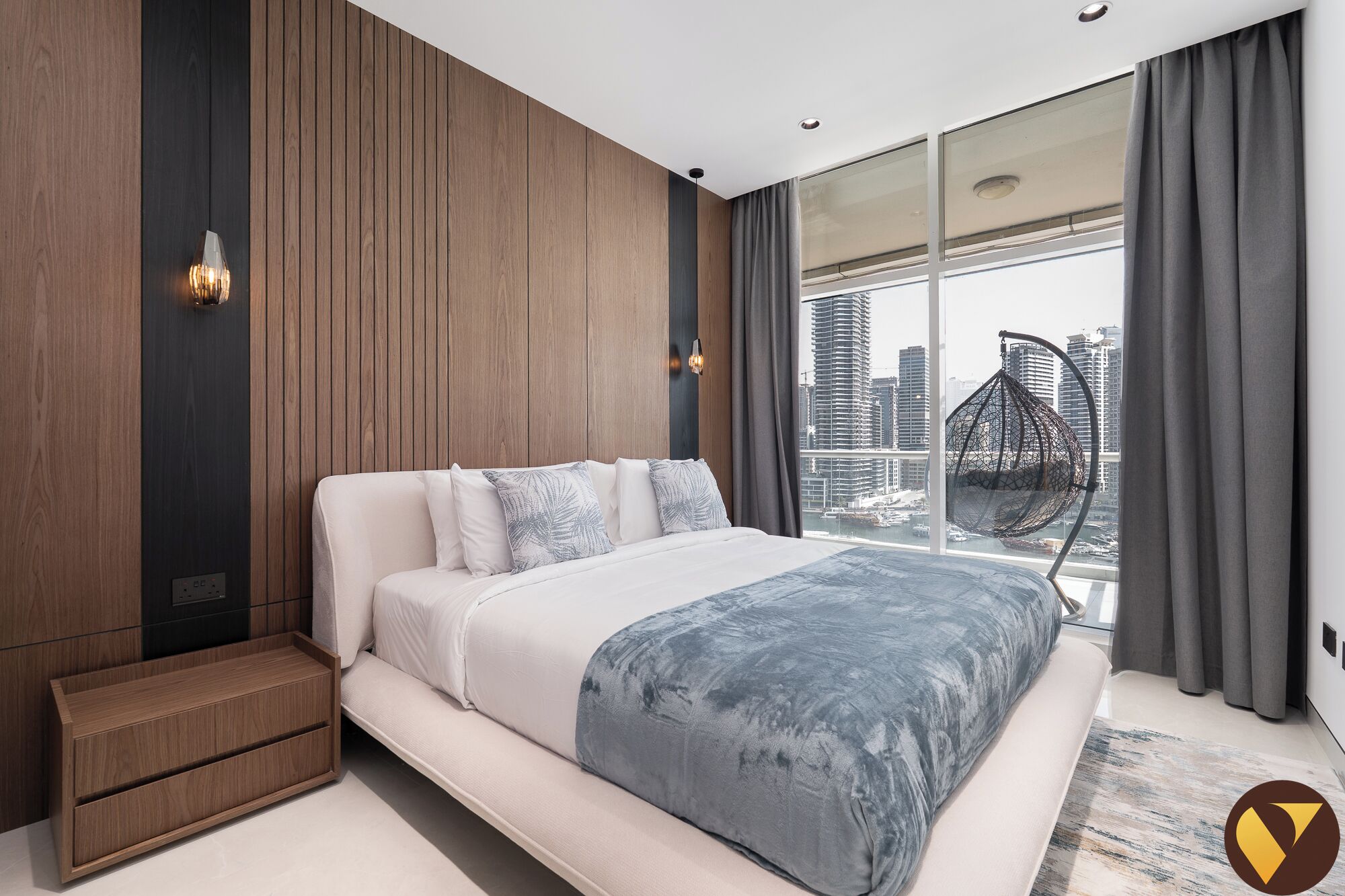 Luxury-Apartment, Balkon, Blick auf den Jachthafen