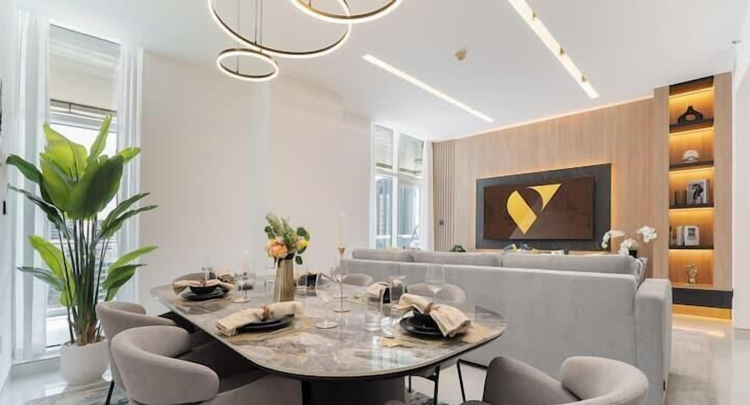 Luxury Apartment, Balcony, Marina View | Living area | 65-inch Smart TV with satellite channels