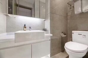 淋浴设施、吹风机、毛巾、洗发水