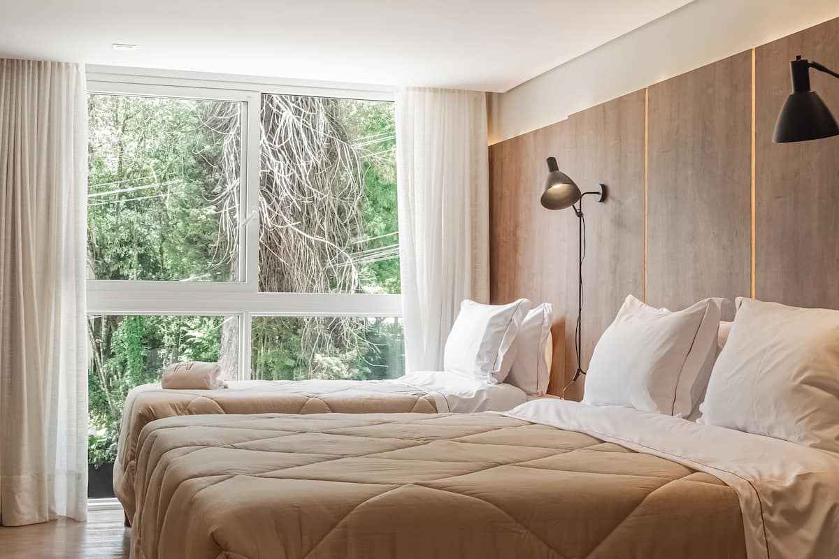 Pillowtop beds, in-room safe, blackout drapes, soundproofing