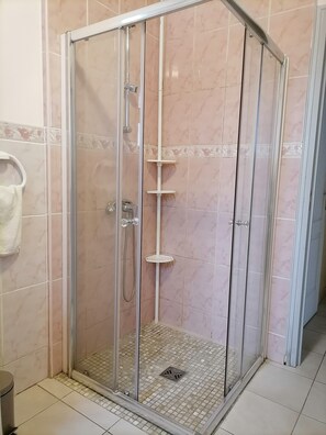 Shower, hair dryer - Holiday Home 'Le Gîte du Champ de la Croix' with Private Terrace, Private Garden and Wi-Fi (Subligny)