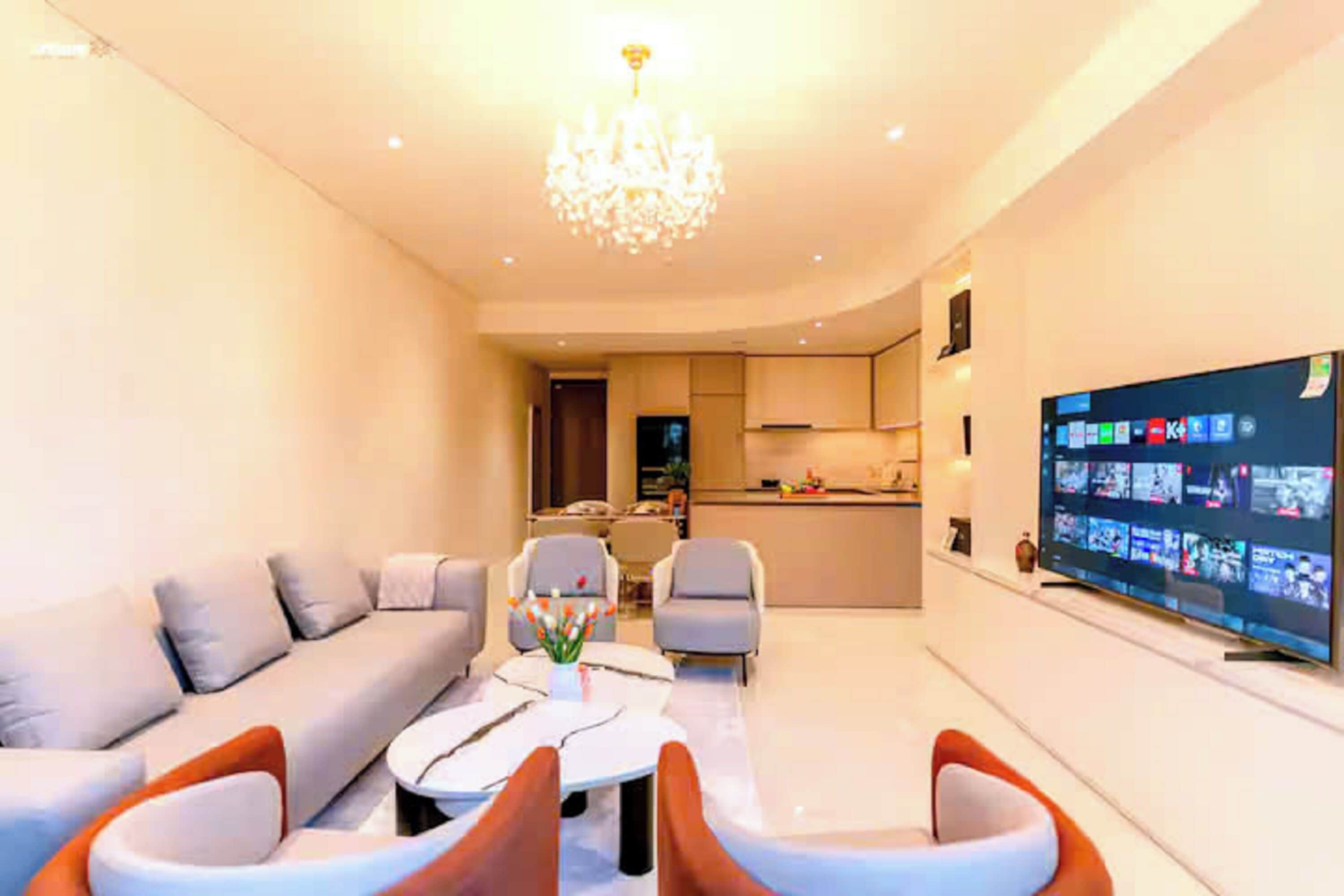 Phòng Suite Presidential, 2 phòng ngủ, quyền sử dụng Club Lounge, quang cảnh thành phố | Bộ đồ giường cao cấp, chăn bông, nệm Select Comfort 