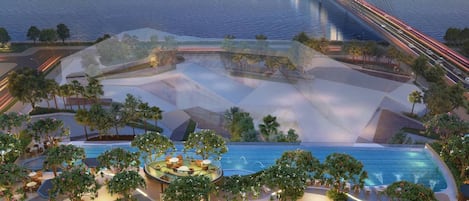 Una piscina al aire libre