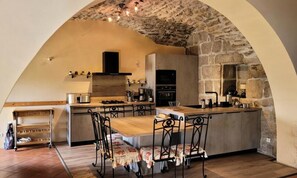 Fridge, oven, dishwasher, high chair