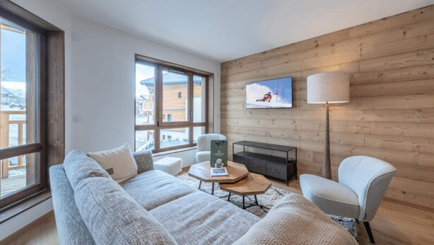 Living area - Apartment in Alpe D'huez Near Ski Slopes (Huez)