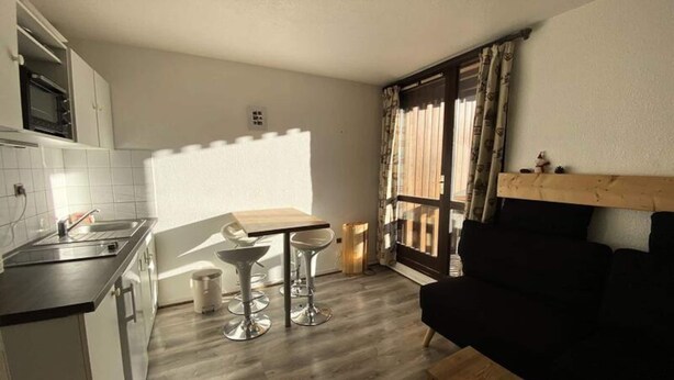 Private kitchen - Cozy Studio With Magnificent View, Ideally Located (Les Deux Alpes)