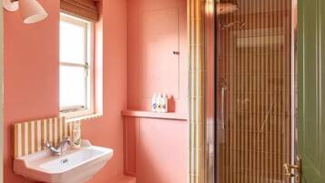 Hair dryer, soap, shampoo, toilet paper