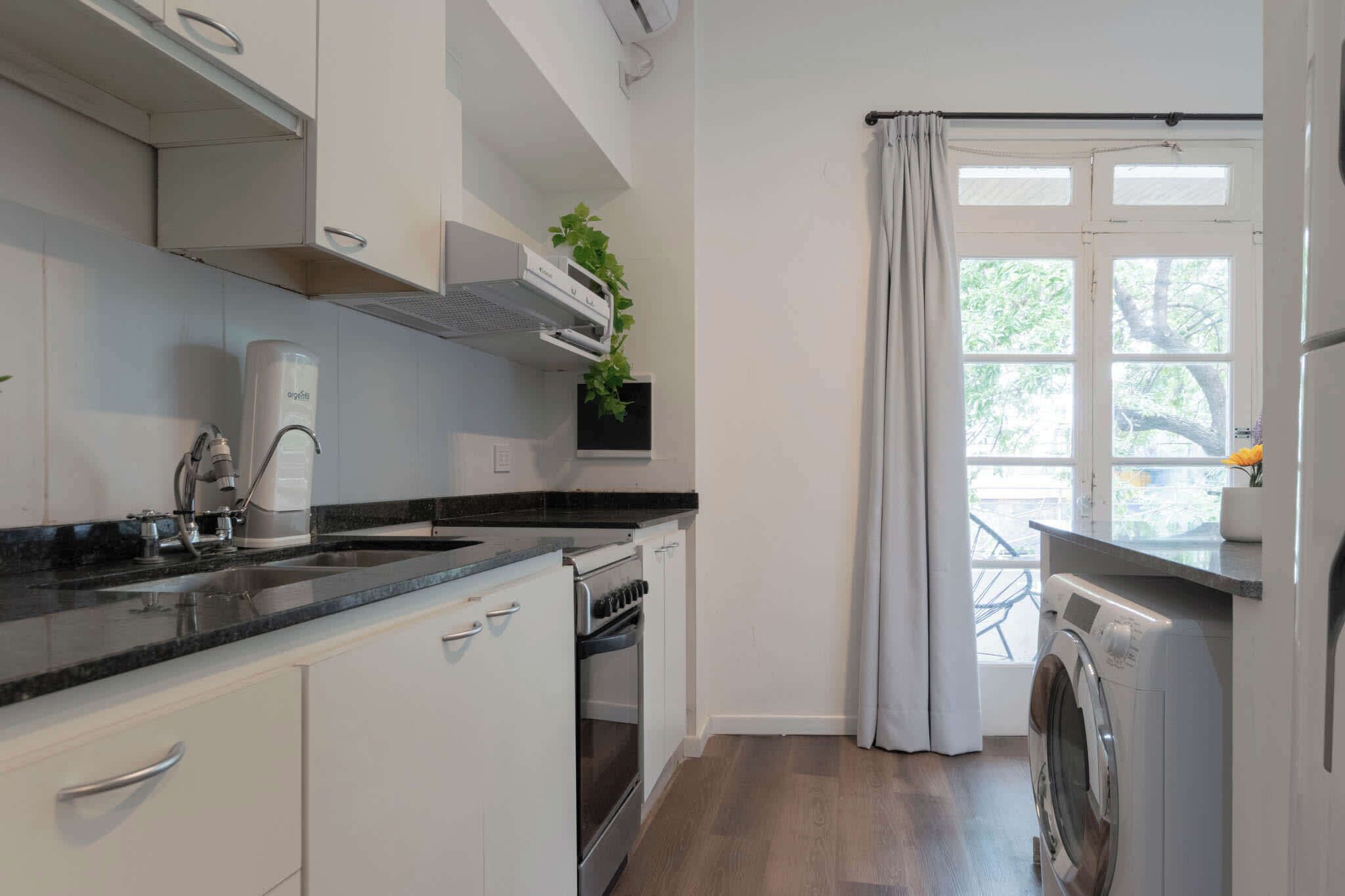 Microwave, coffee/tea maker, toaster, cookware/dishes/utensils