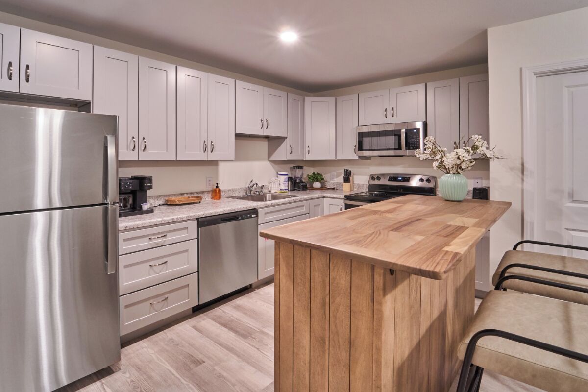 Frigorífico, microondas, horno y placa de cocina