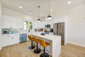 Fridge, microwave, dishwasher, toaster