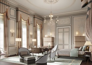 A luxurious room with a chandelier, elegant furniture, and decorative moldings. - Cambridge House, Auberge Collection (London)