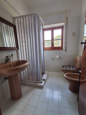 Dusche, Haartrockner, Bidet, Handtücher