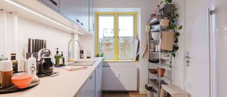 Fridge, microwave, stovetop, dishwasher