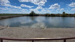 A calm body of water with a clear sky and scattered clouds. - Innkeeper Motel (Hamel)