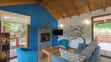 Smart TV, fireplace, video games, table football