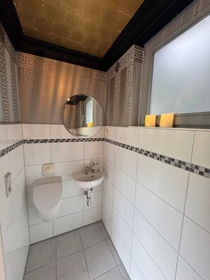 Shower, hair dryer, towels - Apartment 'Ruhe Und Living' with Private Terrace, Garden and Wi-Fi (Friedrichshafen)
