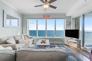 Condo, Multiple Beds (Regency Isle Penthouse 1202) | Living area | TV - Regency Isle Penthouse 1202 (Orange Beach)