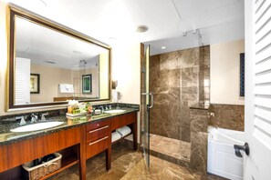 Shower, hair dryer, towels - Honua Kai Konea | 3 Free Rental Cars | KBM Resorts | Partial Ocean Views | 3 Units, 8 Bedrooms | ML-1457 (Lahaina)