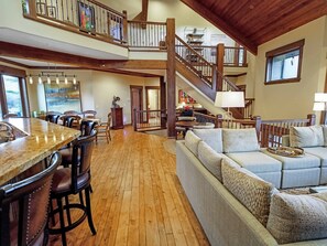 TV, fireplace, offices