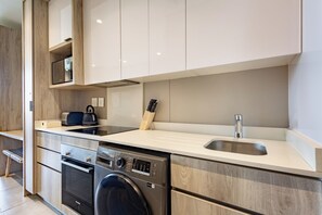 Fridge, microwave, oven, stovetop - Zimbali Lakes Studio | Rooftop Pool, Balcony (Westbrook)