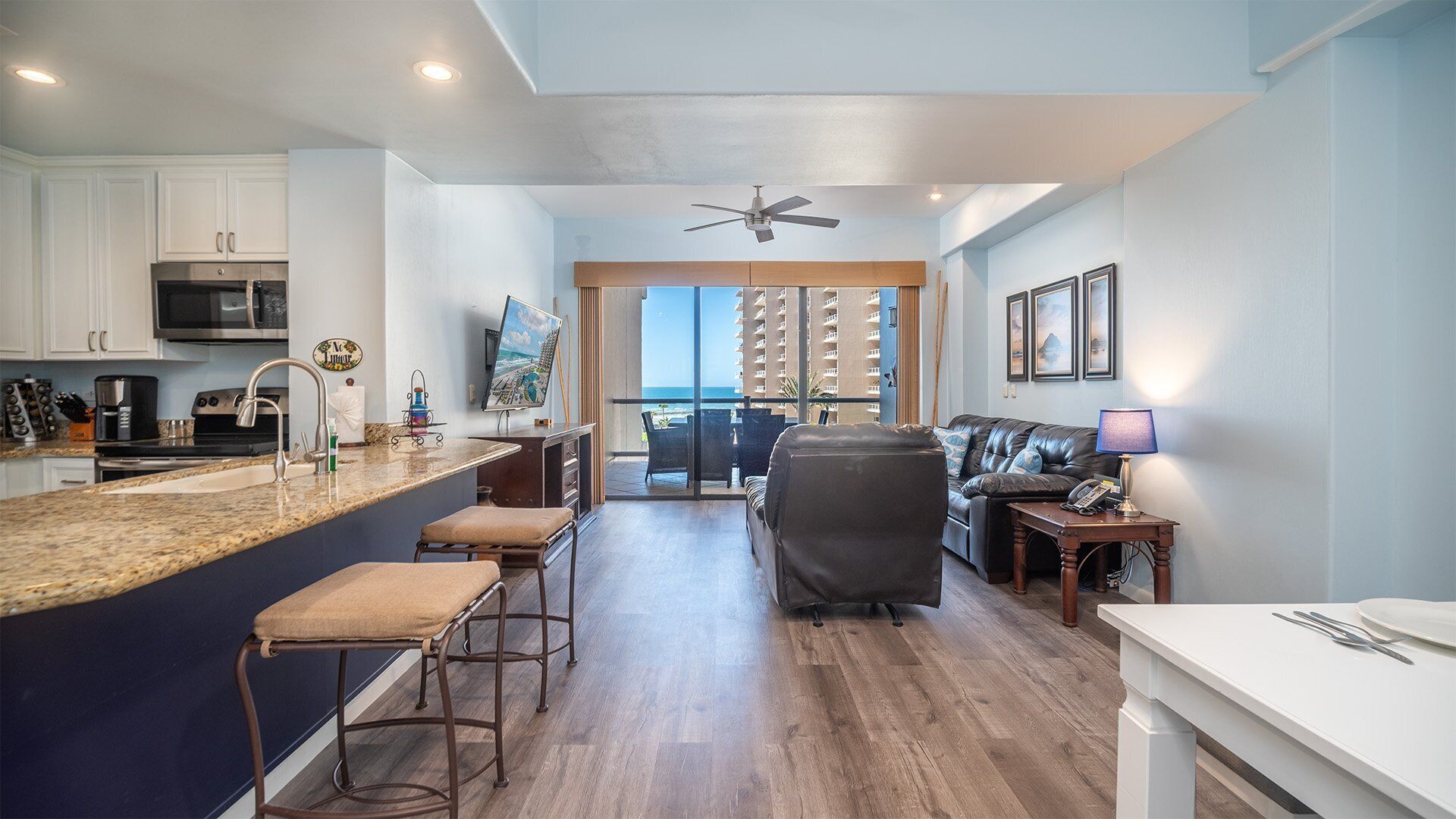 Condo, 1 King Bed with Sofa bed, Balcony, Ocean View (Las Palomas Resort Topaz 206) | Living area | 42-inch flat-screen TV with digital channels