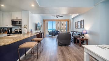 Condo, 1 King Bed with Sofa bed, Balcony, Ocean View (Las Palomas Resort Topaz 206) | Living area | 42-inch flat-screen TV with digital channels