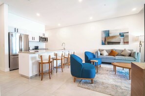 TV, fireplace, offices - Luxury Marina View 2-Bedroom (Playa Flamingo)