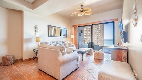 Condo, Multiple Beds, Balcony, Ocean View (Las Palomas Resort Cortez 404) | Living area