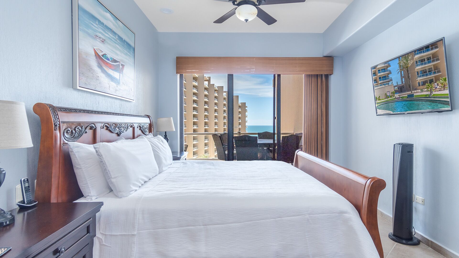 Condo, varias camas, balcón, vista al océano (Las Palomas Resort Opalo 504) | 2 habitaciones, decoración personalizada y muebles diferentes 