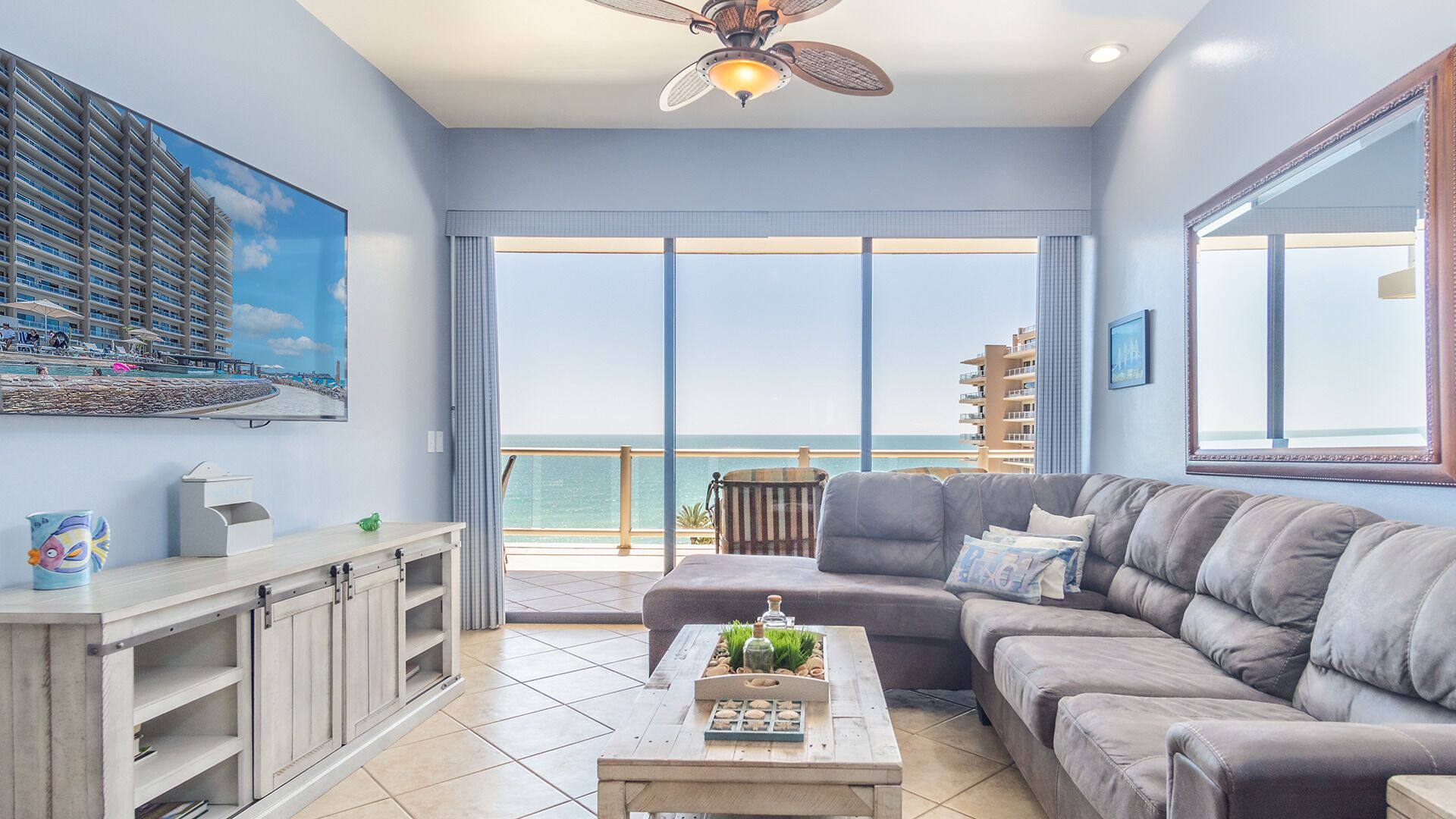 Condo, Multiple Beds, Balcony, Ocean View (Las Palomas Resort Diamante 601) | Living area | 42-inch flat-screen TV with digital channels