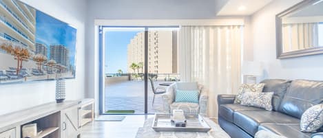 Condo, Multiple Beds, Balcony, Ocean View (Las Palomas Resort Topaz 101) | Living area