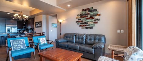 Condo, Multiple Beds, Balcony, Ocean View (Las Palomas Resort Cristal 1001) | Living area | 42-inch flat-screen TV with digital channels