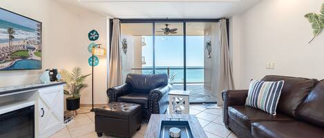 Condo, 1 King Bed with Sofa bed, Balcony (Las Palomas Resort Rubi 707) | Living area | 42-inch flat-screen TV with digital channels