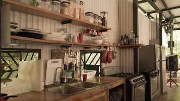 Fridge, oven, stovetop, high chair