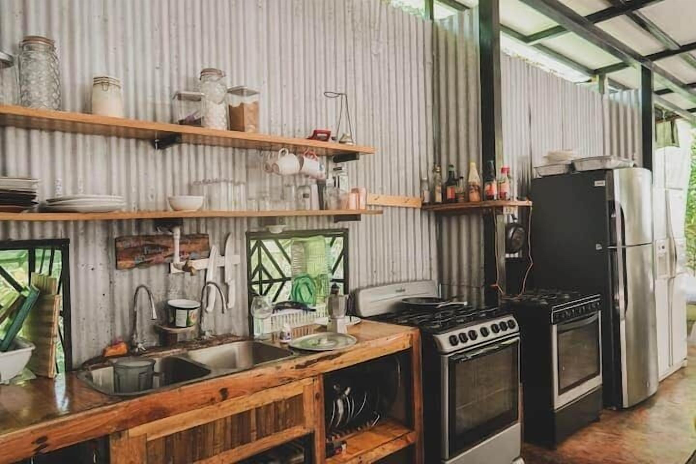 Fridge, oven, stovetop, high chair