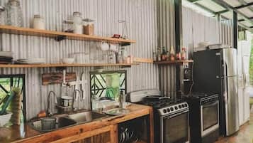 Fridge, oven, stovetop, high chair