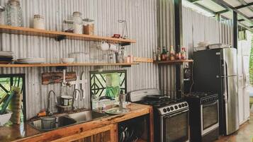 Fridge, oven, stovetop, high chair