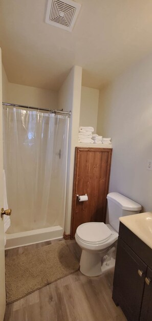 Een haardroger, handdoeken